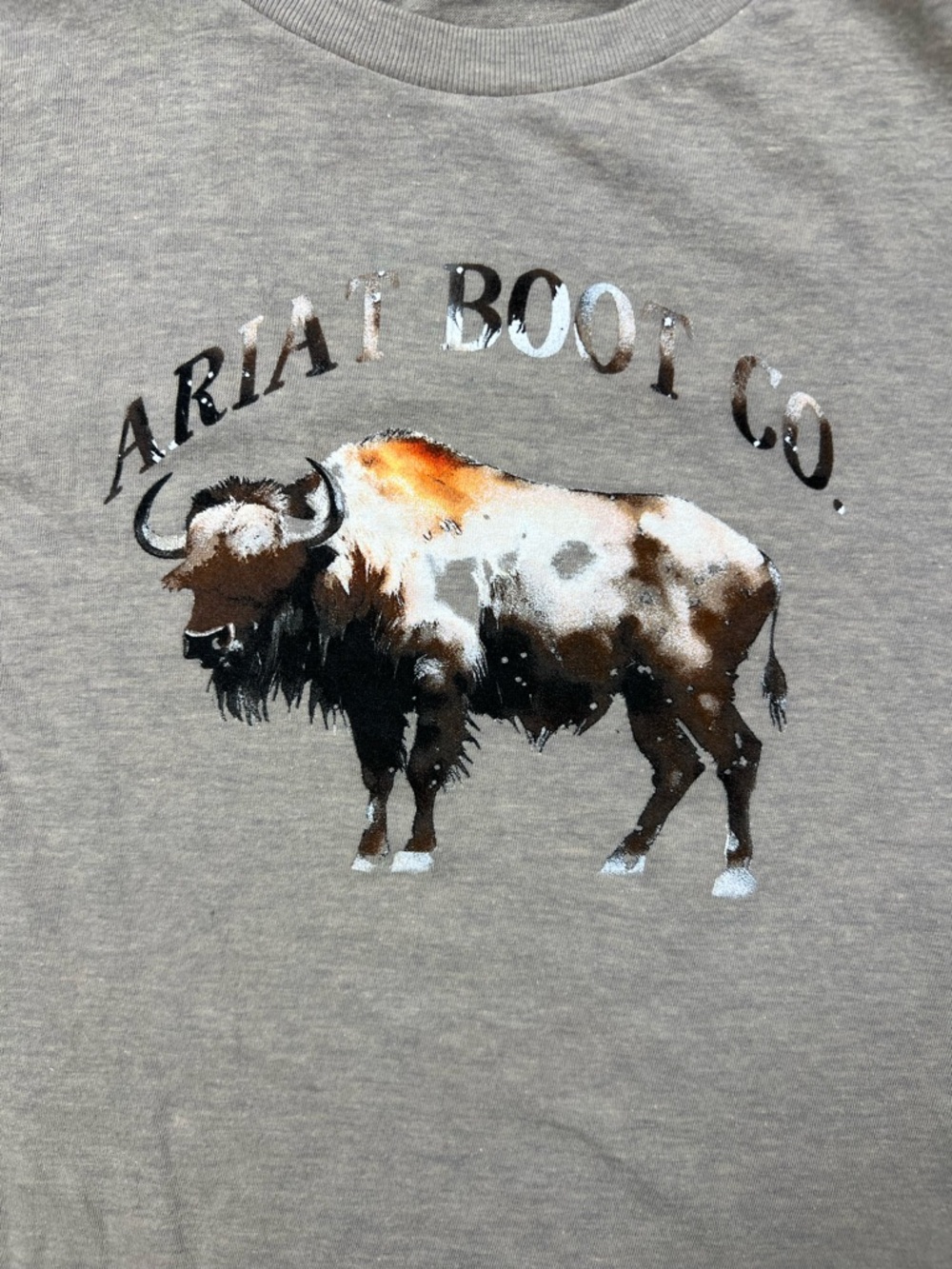 Ariat Girls Buffalo Graphic T-Shirt Gray Western Cowgirl Size M - Picture 2 of 4